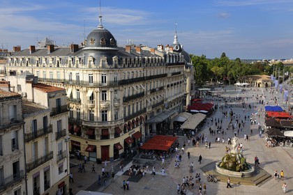 France, Hérault (34), Montpellier, Place de la Comédie, fontaine des Trois Grâces