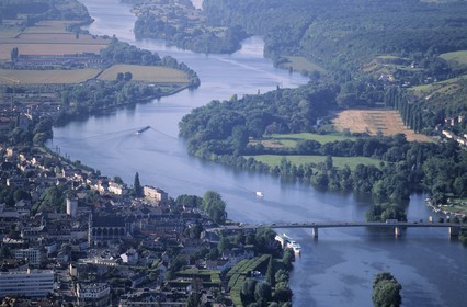 France, Eure, Seine river at Vernon (aerial view)