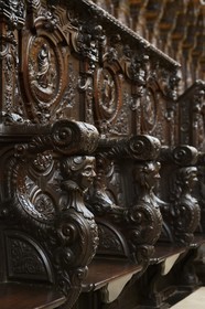 Spain, Andalusia, Cordoba, historical center listed as World Heritage by UNESCO, Mezquita, the cathedral part appears to be embedded in the center of the former mosque, the stalles in the choir