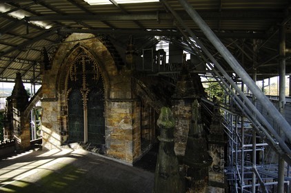 United Kingdom, Scotland, Midlothian, Roslin, Rosslyn Chapel was covered with a corrugated iron roof for years