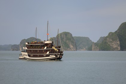 Vietnam, Quang Ninh Province, Halong Bay, listed as World Heritage by UNESCO, Bahya cruises luxury junk