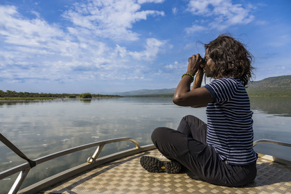 Rwanda, Parc national de l'Akagera, Safari en bateau sur le lac Ihema