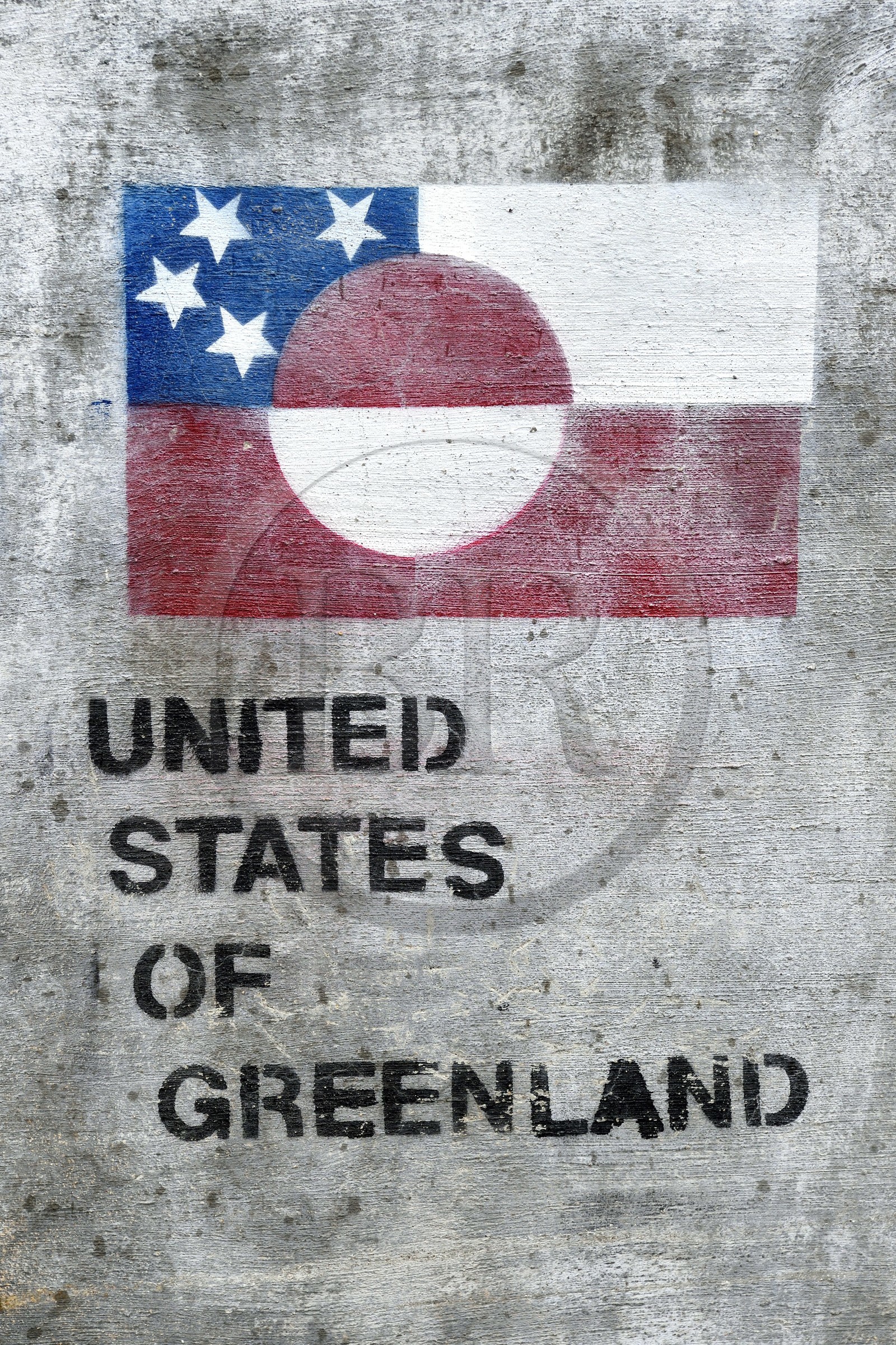 Groenland, région du centre ouest, Sisimiut (autrefois Holsteinsborg), graffiti reprenant le drapeau groenlandais