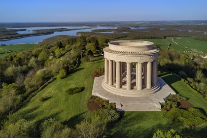 France, Meuse, Lorraine Regional Park, Cotes de Meuse, monument to American soldiers at Montsec commemorating the offensives by U.S. forces on the Saint-Mihiel salient during the First World War (aerial view)