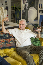 France, Paris, visual artist Jean-Pierre Raynaud in his studio apartment
