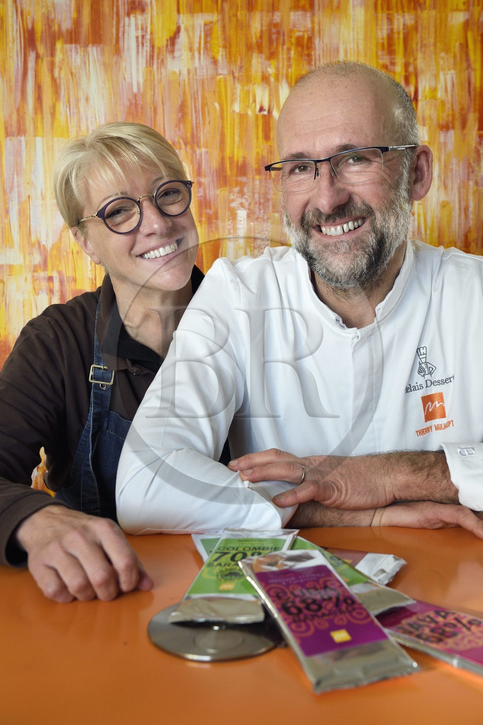 France, Bas-Rhin (67), Munlhdolseim, le patissier chocolatier Thierry Mulhaupt et son épouse Corinne