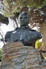 France, Var, Bormes les Mimosas, bust of Hippolyte Bouchard, hero of the independence of Argentina born in Bormes