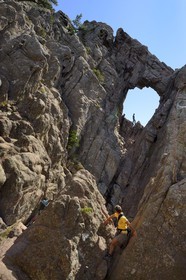 France, Corse du Sud, Alta Rocca, Bavella, place called Hole of the Bomb locally called Tafonu di Cumpuleddu U (hole of the shepherd enclosure)