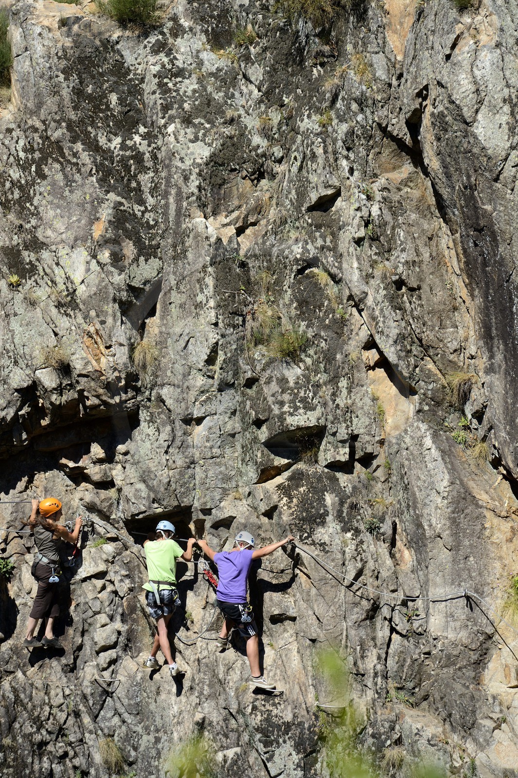 France, Ardèche (07), Parc Naturel Régional des Monts d'Ardèche, Thueyts, la haute-vallée de la rivière Ardèche, La via ferrata du Pont du diable
