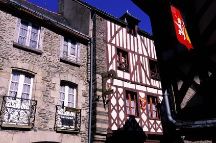 France, Morbihan, Josselin, ancient houses in Notre Dame square