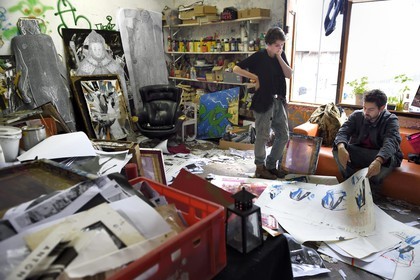 Germany, Berlin, RAW Tempel, the Mecca of the urban and free art between Revaler Strasse and the railroad station Warschauer Strasse, Anton Unai artist's studio in the alternative space Urban Spree