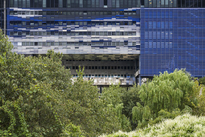 France, Herault, Montpellier, Port Marianne district, the City Hall designed by architects Jean Nouvel and François Fontes