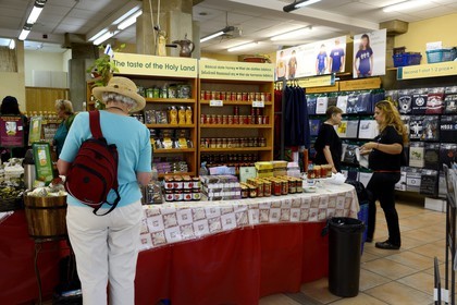 Israel, Northern District, Galilee, Tiberias, Yardenit baptismal site on the Jordan River, supermarket of religious products