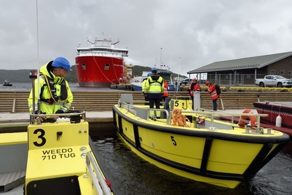 Norway, Ostfold County, Halden, Nexans Aurora cable-laying vessel