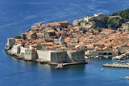 Croatia, Dalmatia, Dalmatian coast, Dubrovnik, Historic Centre listed as World Heritage by UNESCO, general view from the coastal road