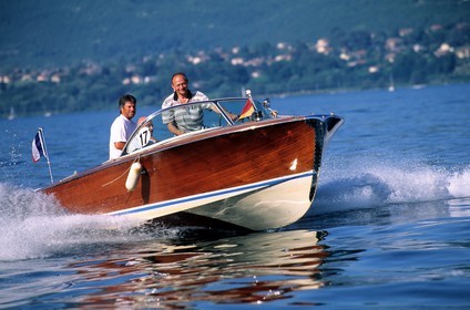 France, Savoie (73), le lac du Bourget, canot automobile Riva super Florida