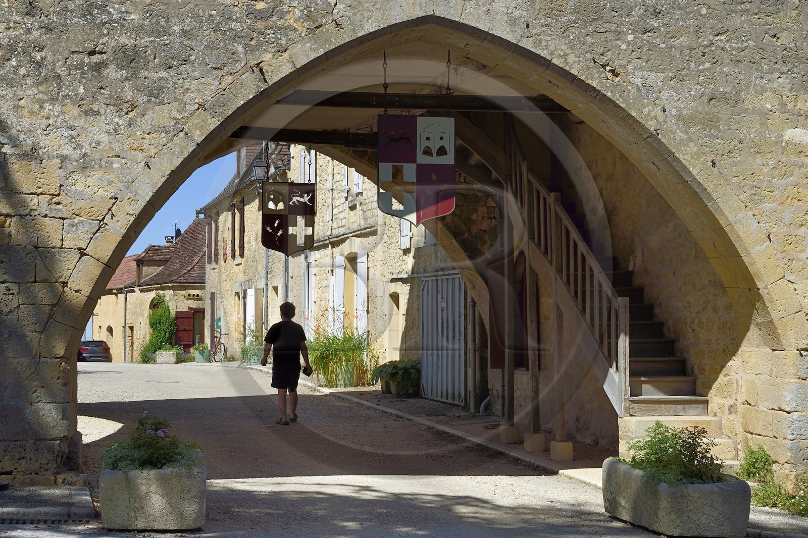 France, Dordogne (24), Périgord Pourpre, la Bastide de Molières, la maison du Bayle sur la place de la bastide