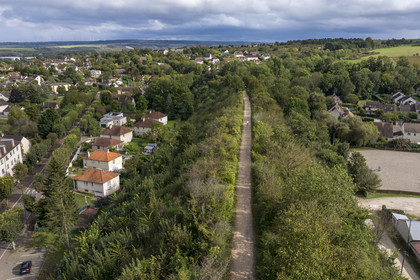 France, Yonne, Auxerre, the Green Belt which follows the old railway line linking Auxerre to Gien (aerial view)