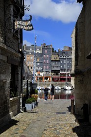 France, Calvados, Honfleur, the Vieux-Bassin (Old Basin), Sainte Catherine quay seen from the Saint-Etienne quay