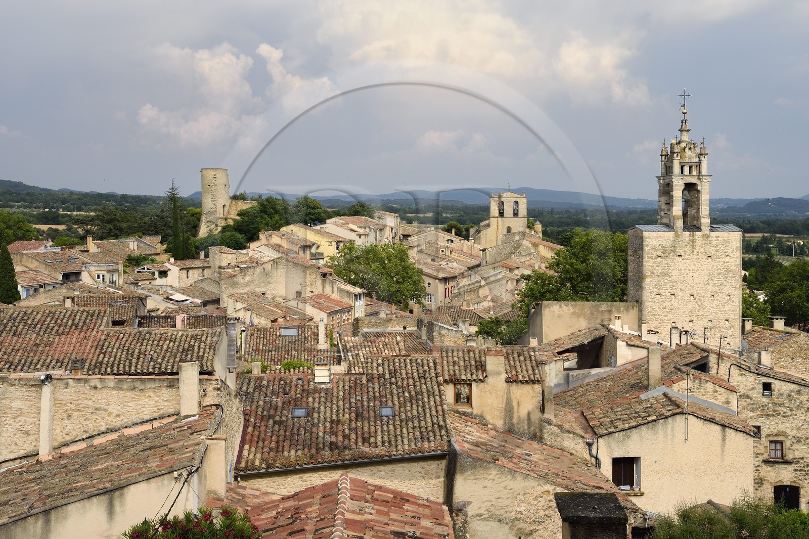 France, Vaucluse, Parc Naturel Regional du Luberon (Natural Regional Park of Luberon), Cucuron, labelled Les Plus Beaux Villages de France (The Most Beautiful Villages of France), the clock tower