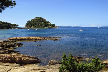France, Var, Bormes les Mimosas, Cap de Bregancon, Brégancon Fort, official residence of the President of the french Republic