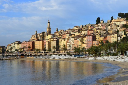 France, Alpes-Maritimes, Menton, old town dominated by the St Michel Basilica