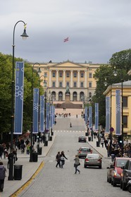 Norway, Oslo, the Royal Palace at the end of Karl Johans Gate, one of the major shopping street of the town