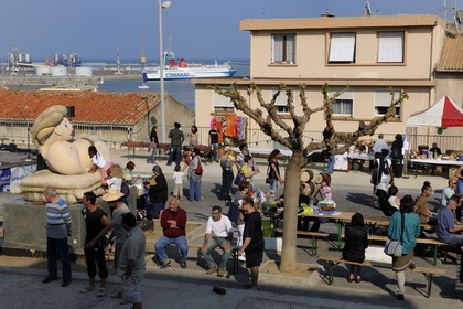 France, Herault, Sete, the place de l'Hospitalet in the Quartier Haut