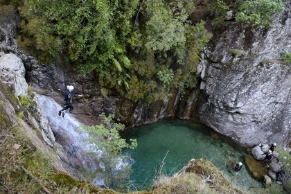 France, Corse du Sud, Alta Rocca, Bavella, canyonning in the stream of Polischellu