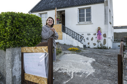 France, Finistère, Iroise Sea, Molene Island, Gwenola Gervais returned to the island to open a socio-ecological hostel with her daughter Bleuenn