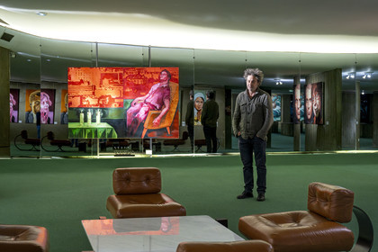 France, Paris, Place du Colonel Fabien, the Parti Communiste (French Communist Party) building by architect Oscar Niemeyer, opening of the Odyssey exhibition by artist Fred Kleinberg at Espace Niemeyer