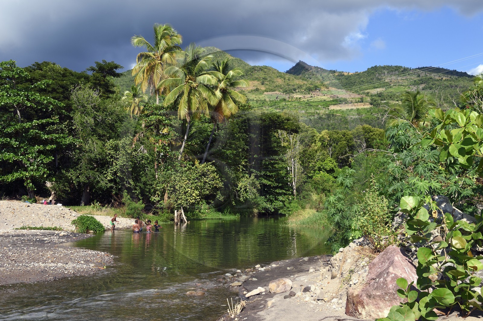 Caraïbes, Ile de la Dominique, Coulibistrie, Batalie Beach et estuaire de la rivière Coulibistrie