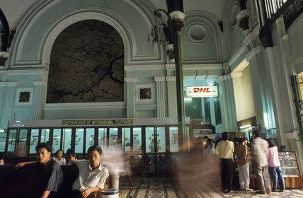 Vietnam, Ho Chi Minh City (Saigon), district 1, main Post-office, built between 1886 and 1891 by the french, glass-roof by Gustave Eiffel