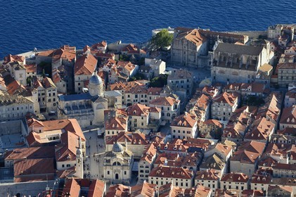 Croatia, Dalmatia, Dalmatian coast, Dubrovnik, Historic Centre listed as World Heritage by UNESCO, left the Assumption Cathedral and right Saint Ignatius Church