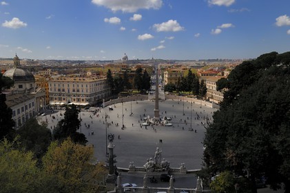 Italy, Lazio, Rome, historical center listed as World Heritage by UNESCO, piazza del Popolo and St. Peter's Basilica in the background