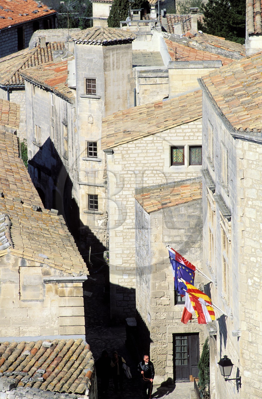 France, Bouches-du-Rhône (13), Les Baux-de-Provence, labellisé Les Plus Beaux Villages de France, grand rue Fred Mistral et hôtel de Manville