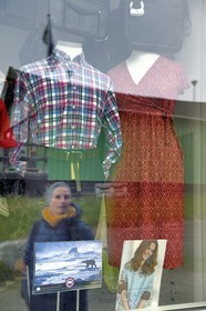 Greenland, central western region, Sisimiut (formerly Holsteinsborg), showcase of a clothing store