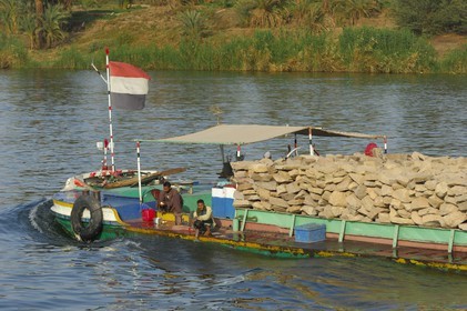 Egypt, Upper Egypt, Nile Valley, stone carrier on the Nile river between Edfou and Kom Ombo
