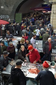 Italie, Sicile, Catane, ville baroque classée au Patrimoine Mondial de l'UNESCO, le marché aux poissons Pescheria de la Piazza Alonzo di Benedetto