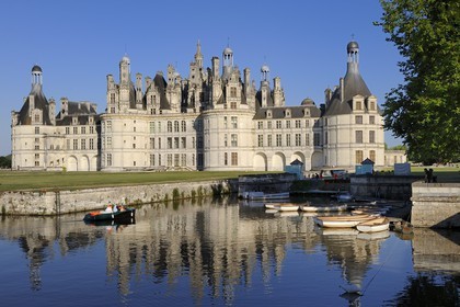 France, Loir et Cher, Loire Valley listed as World Heritage by UNESCO, Chateau de Chambord, discovery by small electric boat