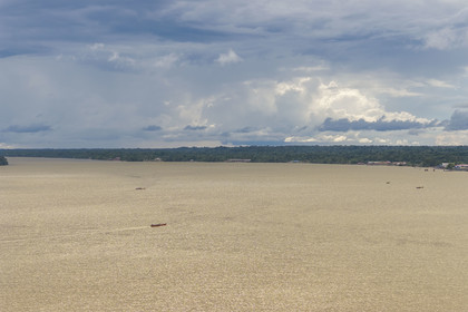 France, French Guiana, Saint-Laurent-du-Maroni, the Maroni River, bordering Suriname on the right