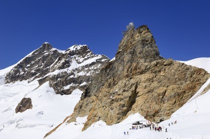 Switzerland, Canton of Bern, Bernese Oberland, Jungfrau Aletsch Bietschhorn (3 454 m) called the Top of Europe, listed as World Heritage by UNESCO, and the Sphinx observatory