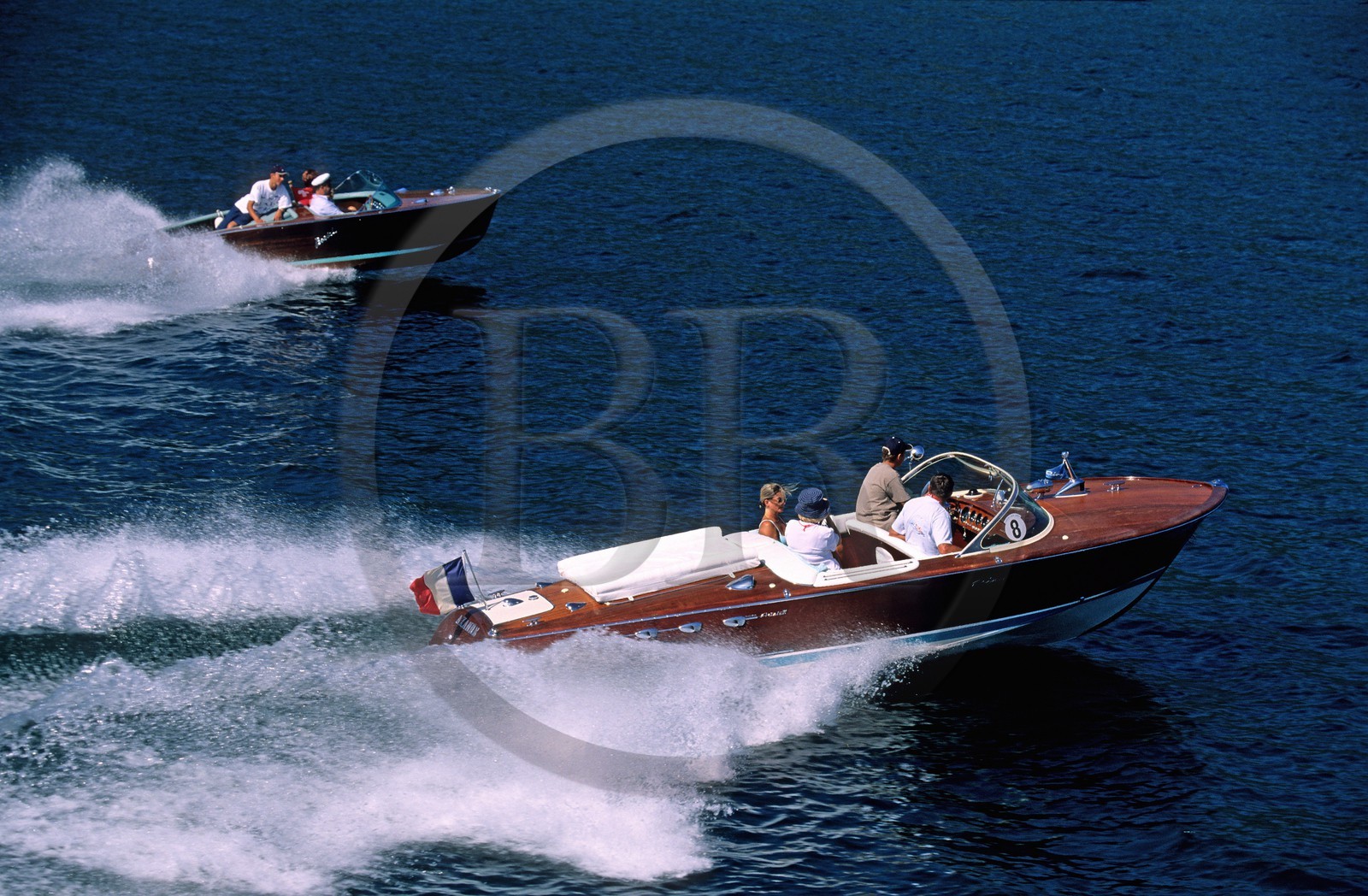 France, Savoie (73), Navig'Aix au lac du Bourget, célèbre canot automobile en bois du type Riva (vue aérienne) France, Savoie (73), Navig'Aix au lac du Bourget, célèbre canot automobile en bois du type Riva (vue aérienne)