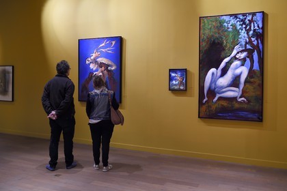 France, Paris, Le Marais District, Musee de la Chasse et de la Nature (Museum of hunting and nature) in the Hotel de Guenegaud, exhibition Diane and Actéon from the works of the painter Gérard Garouste