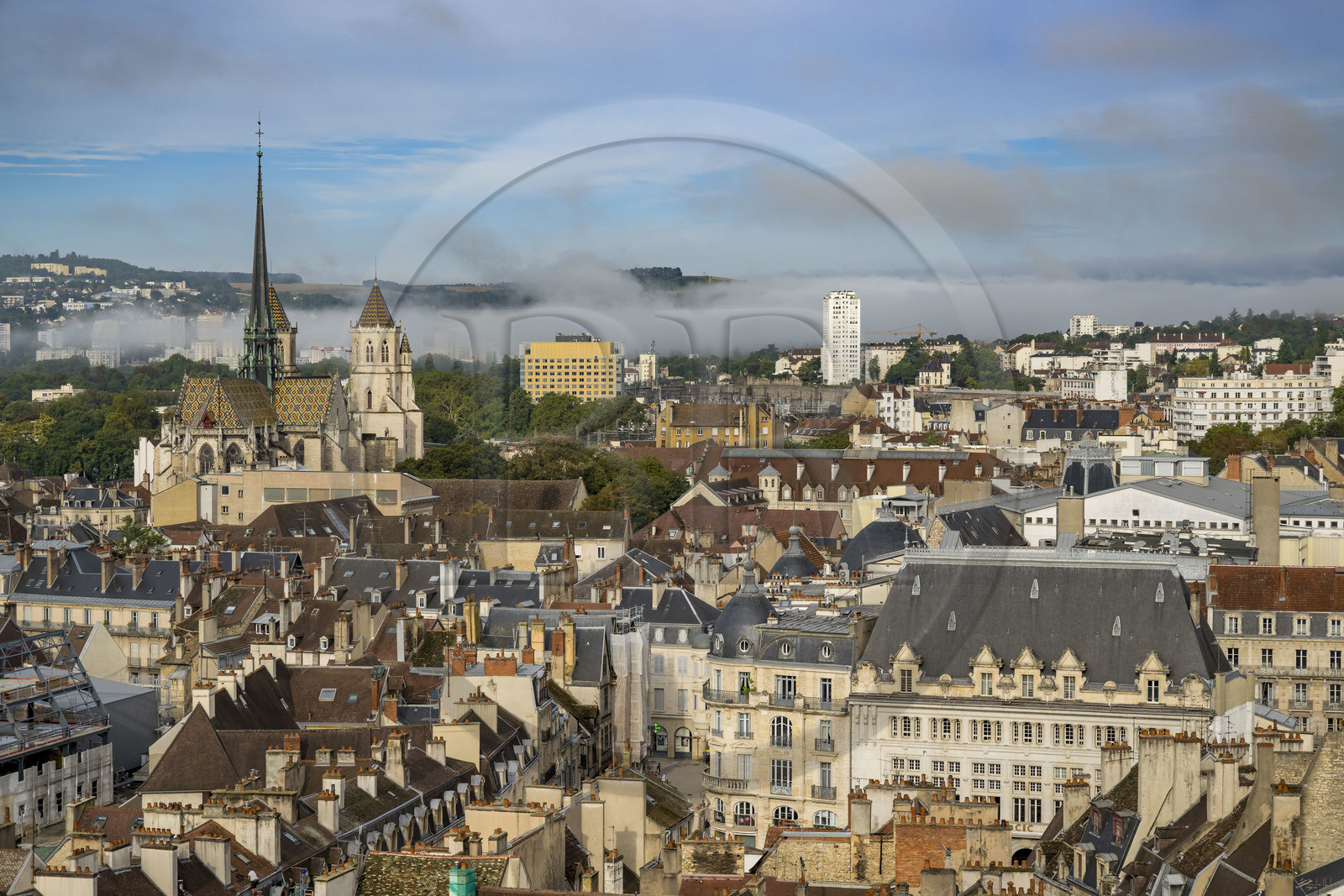 France, Côte-d'Or (21), Dijon, zone classée Patrimoine Mondial de l'UNESCO, la cathédrale Sainte Bénigne vue depuis la Tour Philippe Le Bon