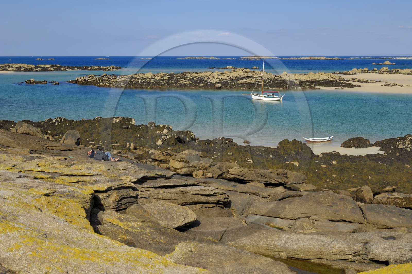 France, Manche (50), archipel des îles Chausey à marée basse