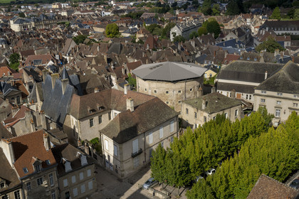 France, Saone et Loire, Autun, the current Rolin museum on the left will be extended to the two neighboring buildings which border the Place Saint-Louis: the 19th century circular prison and the former Palais de Justice on the right