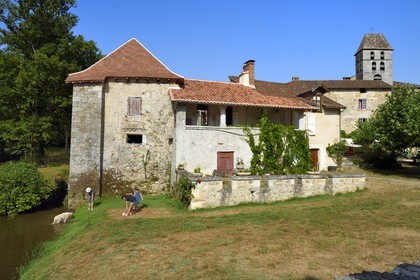 France, Dordogne, Périgord Vert, Saint Jean de Cole, labelled Les Plus Beaux Villages de France (The Most beautiful Villages of France), the village and Saint Jean Baptiste Bell tower