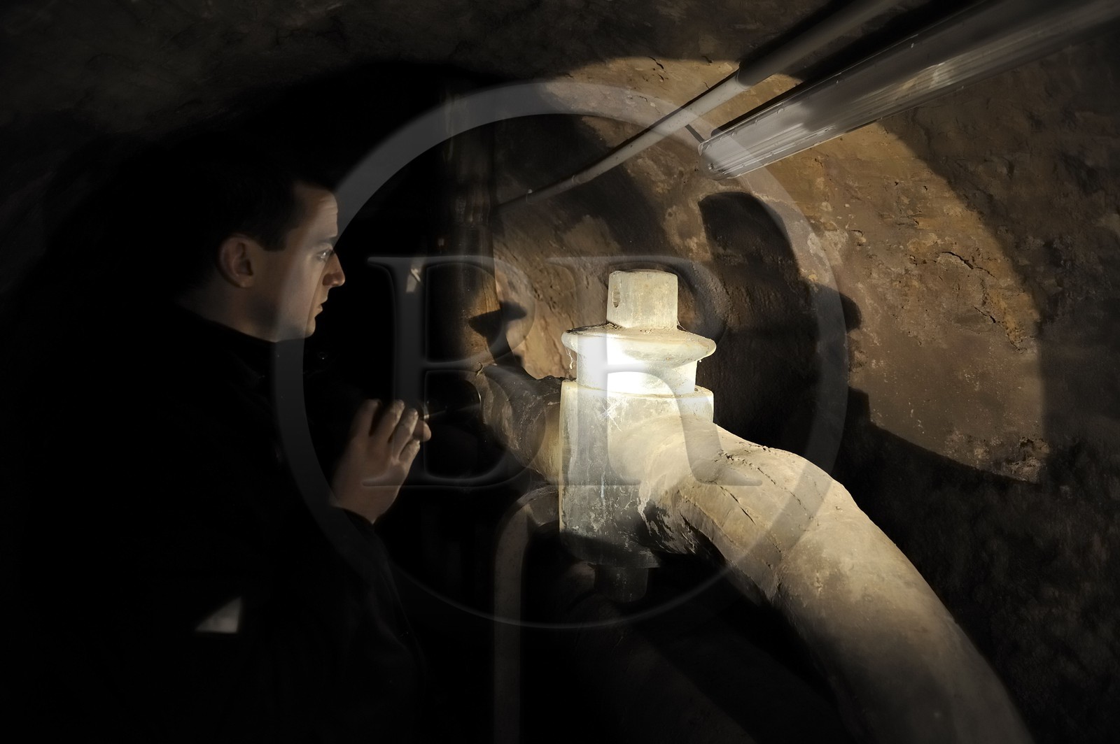 France, Yvelines, Chateau de Versailles, listed as World Heritage by UNESCO, the underground hydraulic system of the fountains