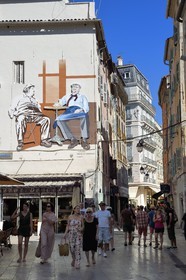 France, Var (83), Toulon, place Victor Hugo, peinture murale de la Partie de cartes de Marcel Pagnol